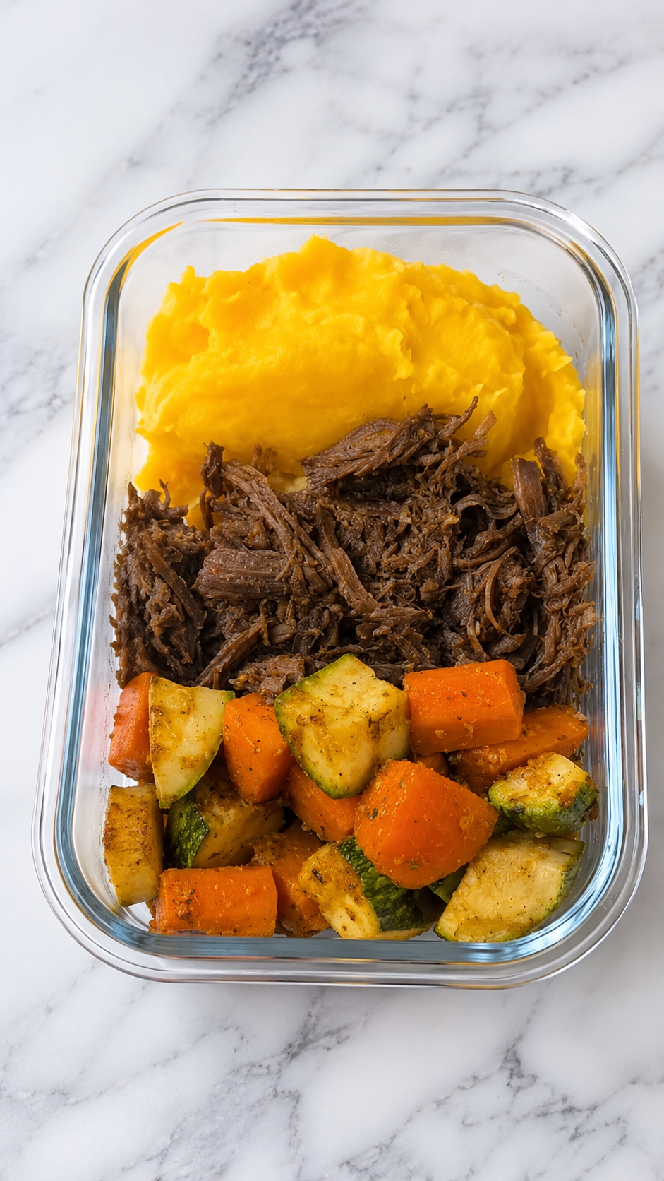 Carne Desfiada com Purê de Mandioquinha